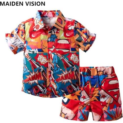 Baby boy outfit Kid Clothing Brand Casual suit printing Short sleeve shirt Sets Infant Clothes Summer Baby Boys Gentleman suit