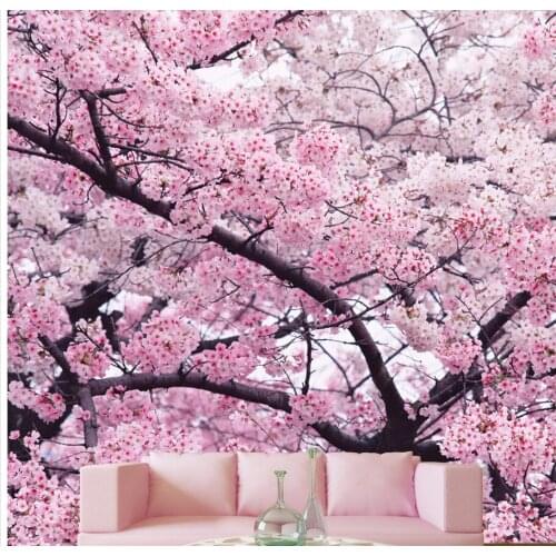 Window mural wallpaper Pink cherry sea 3d background wall wallpapers for living room Home Decoration