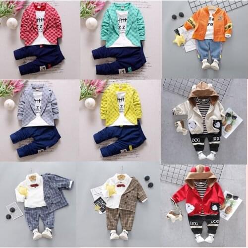 2020 New Toddler Baby Boys Set Autumn Sports Tracksuit Fashion Coat T-shirt+Pants 3 PCS Clothing Children Boys Clothes Kids Set