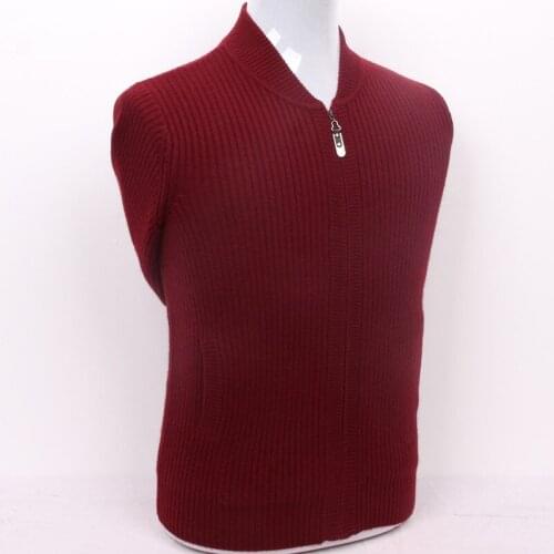 New arrivals goat cashmere wool thick knit men smart casual zipper cardigan sweater S-4XL half high collar large size