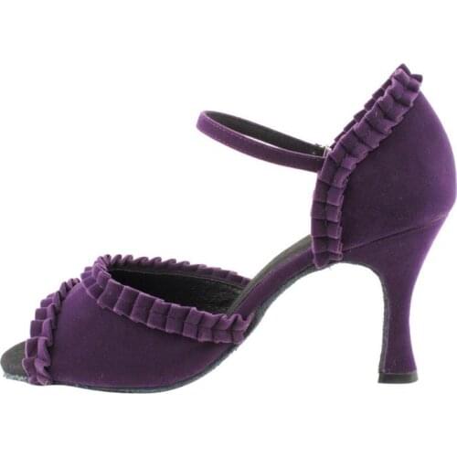 2021 Summer Style Purple Dance Shoes Women Flock Latin Dance Shoes Soft Bottom Ballroom Salsa Shoes Bachata Party Dance Shoes