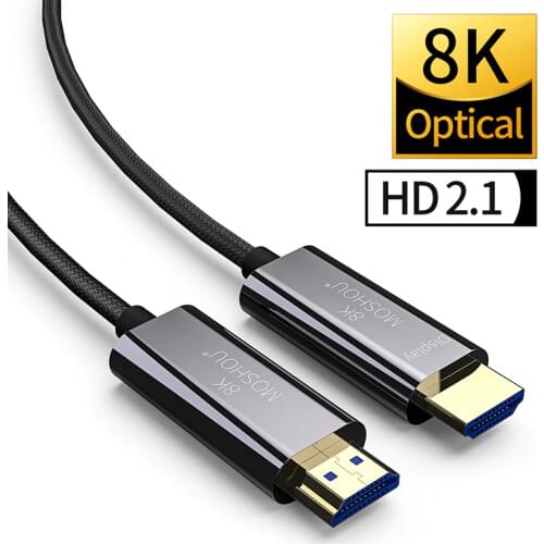 MOSHOU Optical Fiber HDMI 2.1 Cable for PS5 8K/60Hz 4K/120Hz 48Gbs with Audio HDMI Cord HDR 4:4:4 Lossless amplifier for RTX3070