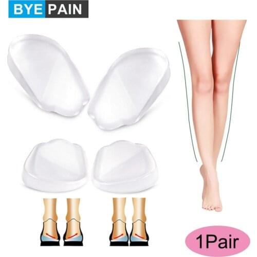 1Pair BYEPAIN Orthopedic Insoles Shoe Inserts Medial&Lateral Heel Wedge Lift Silicone Pads Corrective O/X Type Leg for Women/Men