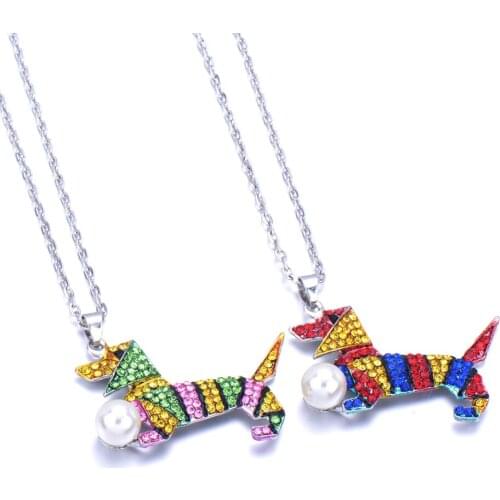 Sweater Chain Necklace Pearl Pet dog women pendant necklace many colors long chain Handmade girls fashion jewelry Rhinestone