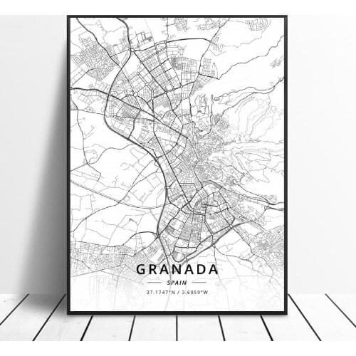 Tarragona Salamanca Ibiza Granada Cadiz Malaga Spain Map Poster