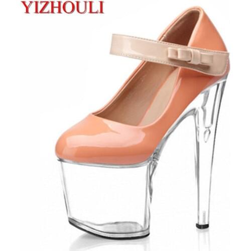 A transparent waterproof platform with a 15-20cm heel, high heels, and a new sexy nightclub high heels for the stage show 2018