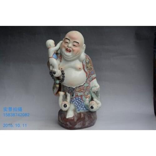 Rare Old Chinese porcelain statue,Buddha & Three Children,Home Decoration collection & adornment, Free shipping