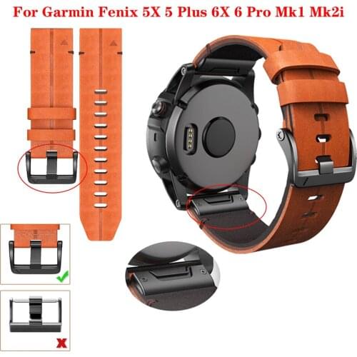 22mm 26mm Wristband For Garmin Fenix 5 5XPlus 6 6XPro 3 HR Genuine Leathe Smart Watch Band Descent Mk1 Watchsband Strap Bracelet