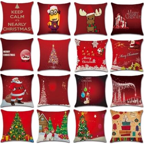 Christmas Dreamlike Night Sledge Snowflake Pillow Case Christmas Tree Birds Snowman Animal Pillow Cover coussin 45*45cm