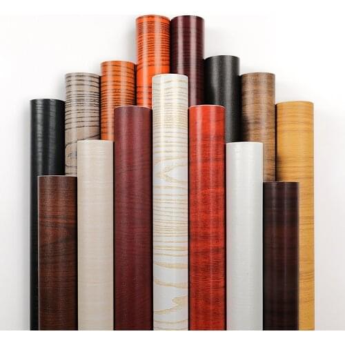 Waterproof Wood Vinyl Wallpaper Roll Self Adhesive Contact Paper Doors Cabinet Desktop Modern Furniture Decorative Sticker