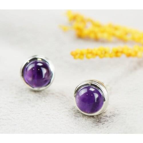 2018 Rushed Real Casual/sporty Brinco S925 Inlaid Amethyst Earrings Contracted Temperament Allergy Crystal Wholesale Fashion
