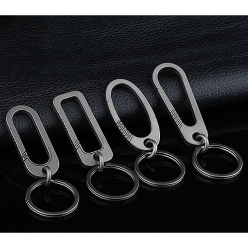 Real Titanium Men Women Car Key Chain Super Lightweight Creative Hanging Carbine Buckle For Key Holder Rings Ti Keychain EDC