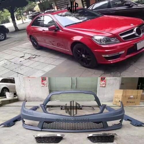 W204 C300 C63 Car body kit PP Unpainted front Rear bumper Side skirts for Mercedes Benz W204 C63 AMG 06-12