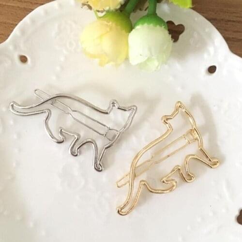 New arrival lovely Cat Hair Clip Cute Animal Hollow Cat Hairclip Hair Pin Two Colors for women Hair jewelry