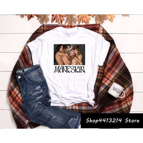2021 Maneskin Damiano David Maneskin T Shirts Graphic Print T-Shirt Women Clothing Female Clothes Harajuku Streetwear Casual