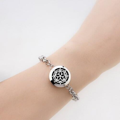 Tree Of Life 20mm Bracelet For Women Essential Oil Aromatherapy Bangle Chain Stainless Steel Jewelry Diffuser Locket Gift