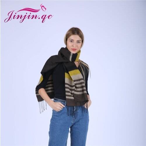 Jinjin.QC women scarf striped scarves and shawls cashmere pashmina with tassel acrylic cape echarpe foulard femme hijab bandana