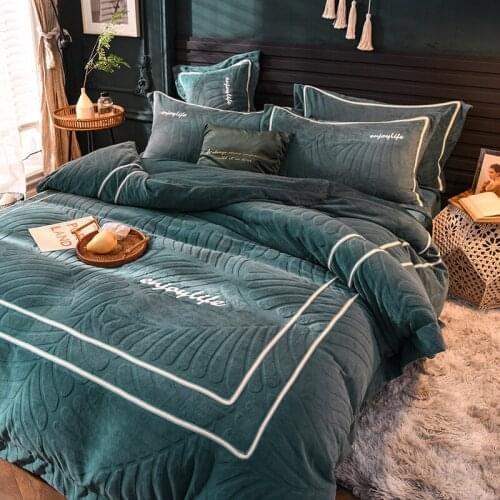 Winter Warm Double-Sided Flannel Milk Velvet Quilt Duvet Cover Set Thick Super Soft Queen King Bedding Set Luxury Home Textiles