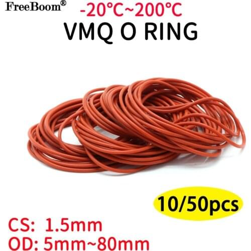 10/50pcs Red VMQ Silicone o Ring CS 1.5mm OD 5 ~ 40mm Food Grade Waterproof Washer Rubber Insulate Round O Shape Seal Gasket