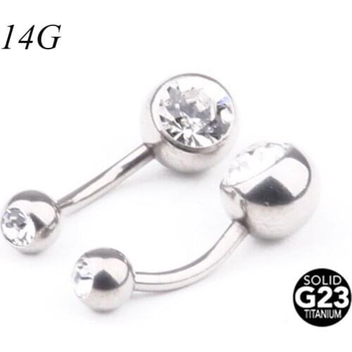 2020 1Pc 14G Titanium Belly Piercing Screw Threaded Bar for Women Navel Piercing Body Jewelry Belly Button Ring Ornament