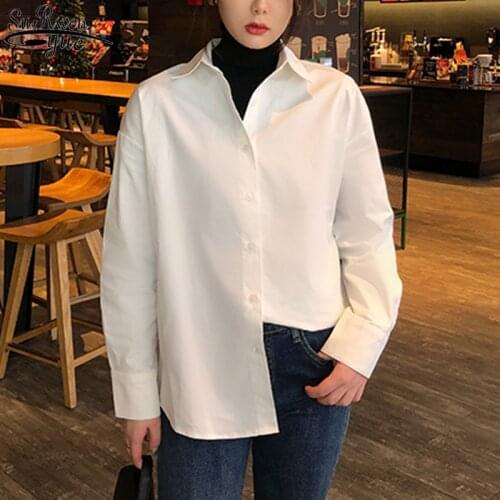 2021 Spring Autumn New Long Sleeve Casual Loose Shirts Fashion Women White Shirt Female Streetwear Blouse Tops Oversize 11187