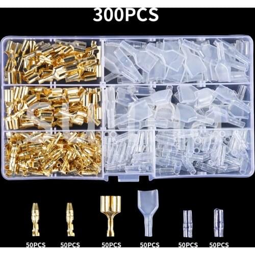 300PCS/sets 4.0 bullet terminal car electrical wire connector diameter 4mm Male + Female 1 : 2 Transparent sheath