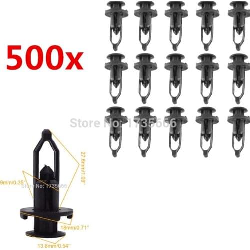 500 Pcs / Pack 9mm Hole Black Fender Bumper Retainer Clips For Toyota For Lexus 5216102020 521610K040 5216116010