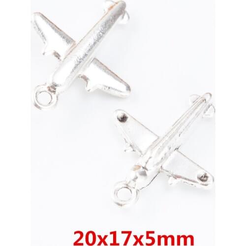55 pieces of retro metal zinc alloy airplane pendant for DIY handmade jewelry necklace making 7059
