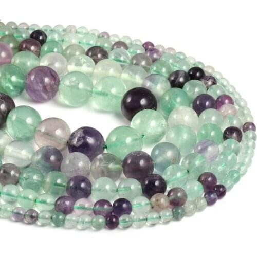 Natural Semi Precious Stone Beads Colored Fluorites Circular DIY For Making Necklace Bracelets And Earrings 4/6/8/10/12mm 38CM