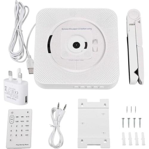 CD Player,with Bluetooth Wall Mountable Built-in HiFi Speakers Stereo CD MP3 Player with 3.5mm Male Audio Cable EU Plug