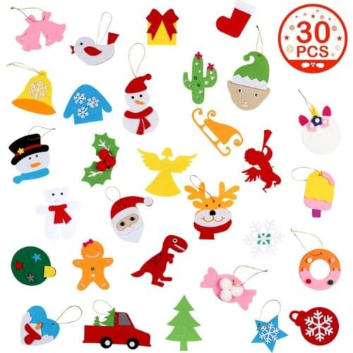 Children DIY Felt Christmas Tree with Ornaments Fake Xmas Tree Kids Gift Toys Party Decoration
