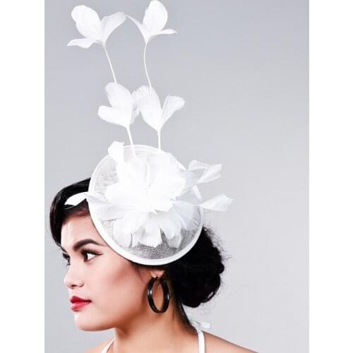 Elegant Ladies Sinamay Fascinator Headwear Feather Party Show Hair Accessories Millinery Cocktail Hats Multiple Colors MD16018