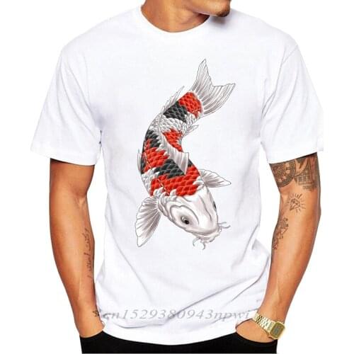 Japan Tattoo Style Japanese Koi Carp Fish T Shirts Men T-Shirt Male Male Slim Fit Unisex Short Sleeve Teeshirt Hanukkah