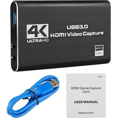 HDMI Capture Card 4K USB3.0 1080P Video Capture Card Game Capture Device for PC PS4 Live Streaming Broadcast Video Record Stream