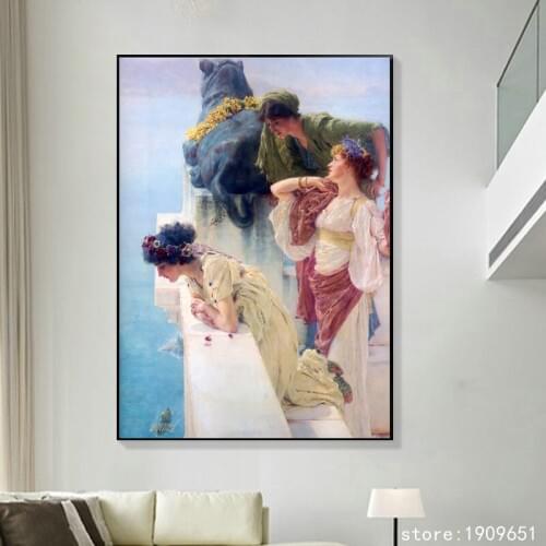 No frame classical palace people beautiful woman canvas printings oil painting printed on cotton wall art decoration picture