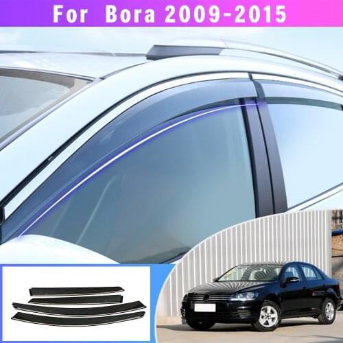 Window Sun Rain Visor Deflector Guard Weather Shield For Volkswagen Bora Sedan 2009-2015 Awnings Car Styling Sun Rain Visor