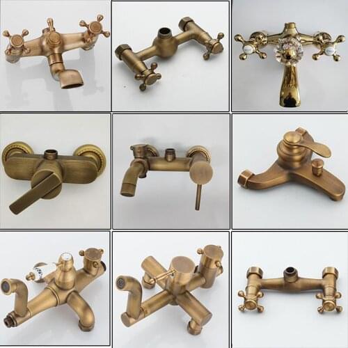 Copper Antique Brass Shower Faucets Single Handle Hot & Cold Mixing Valve Retro Bathtub Faucet Switch Fittings Replacement Body