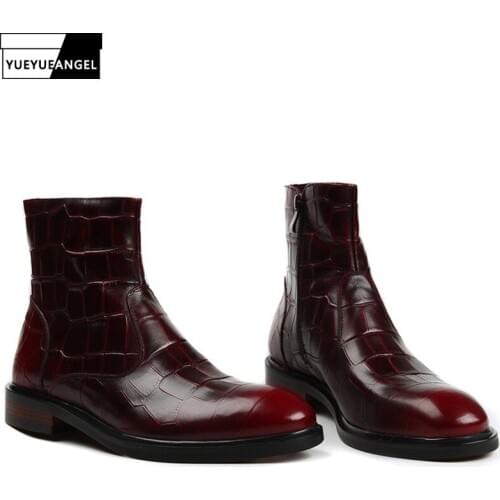 Men Boots Genuine Leather Business Formal Zipper Dress Boots Luxury Brand British Casual High Top Leather Shoes Ankle Boots