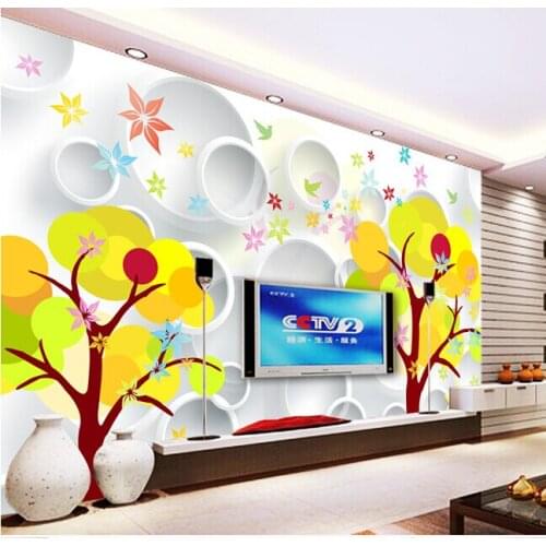 The custom 3D murals,abstract tree 3D circle papel de parede,living room sofa TV wall children bedroom wall paper