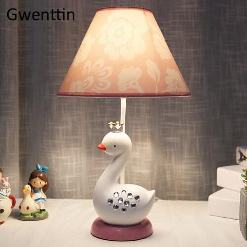 Modern Lovely Princess Duck Table Lamp for Girl Children Bedroom Bedside Home Art Decor Standing Desk Light LED Fixture Kid Gift