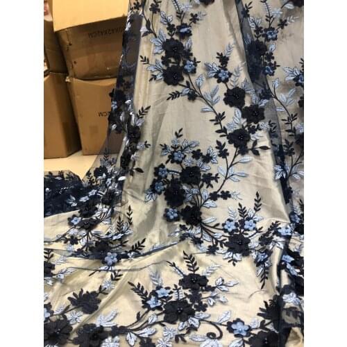 New 3D Embroidery Wedding Dress Cloth Dinner Formal Dress Beads Embroidered LACE Fabric lace ribbon latest lace fabric lace trim