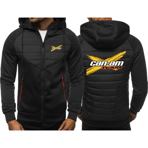New Winter Mens CAN-AM BRP Logo Coat Zipper Hooded Jacket Cotton Coat Slim Fit Fashion Thicken Warm Outwear Upset Tracksuit