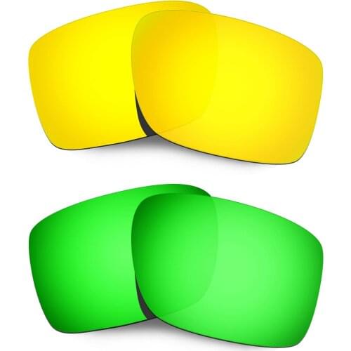 HKUCO For Double Edge Sunglasses Polarized Replacement Lenses - Gold&Green 2 Pairs