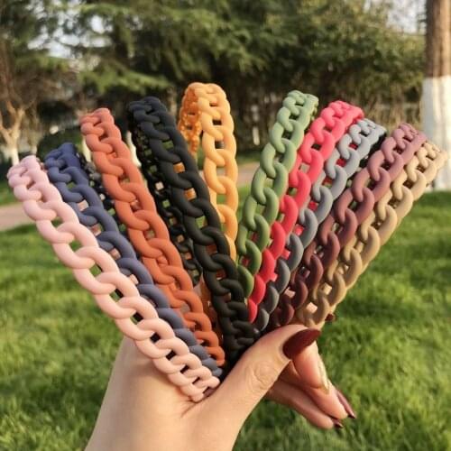 Vintage Headbands for Hair Woman Hair Band Simple Candy Color Chain Bezel for Hair Hair Hoop Headband Bezel Hair Accessories
