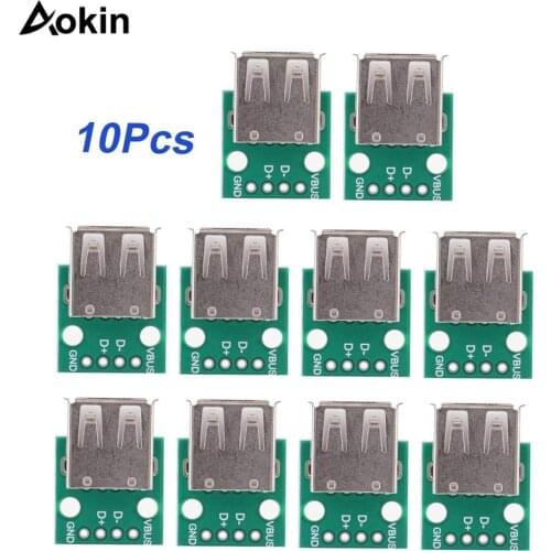 USB Type A Female Socket Breakout Board 2.54mm Pitch Adapter Connector DIP for DIY USB Power Supply breadboard Design