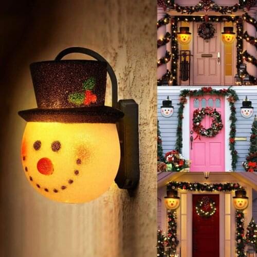 Christmas Snowman Head Lampshade Door Hanging Snowman Wall Lamp Hanging Street Lampshade Home Lighting