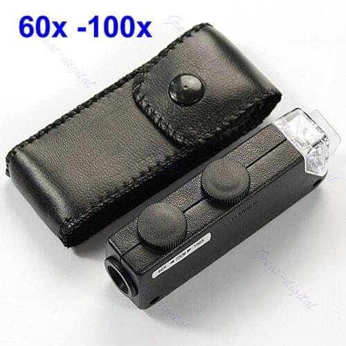 B2RD Mini Handheld 60x-100x Pocket Microscope Magnifer Loupe
