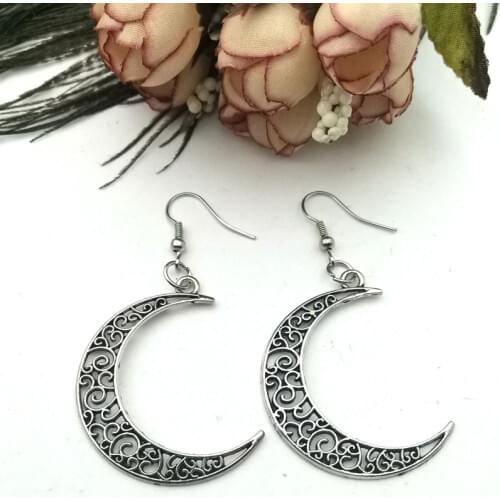 Crescent earrings mysterious gothic jewelry moon witch celtic pagan viken moon god moon phase witch goddess fashion woman gift