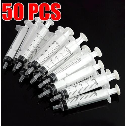 50 Pieces 5ml Syring Syringe Plastic Sterile Syringe Injectors Ink Cartridge Nutrient Sample Measuring Cat Feeding Accessories