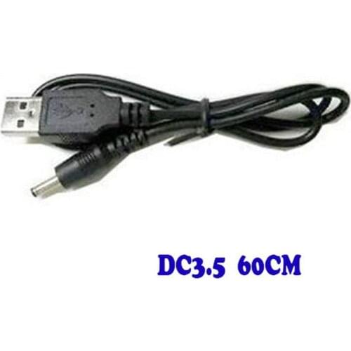 USB Male 3.5 * 1.35 DC Plug Connector Power Line Cable 60cm Black for Phone 1000pcs